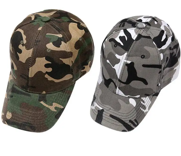 Gorra de béisbol de camuflaje para adultos, sombrero de béisbol con visera acrílica ajustable, 100%