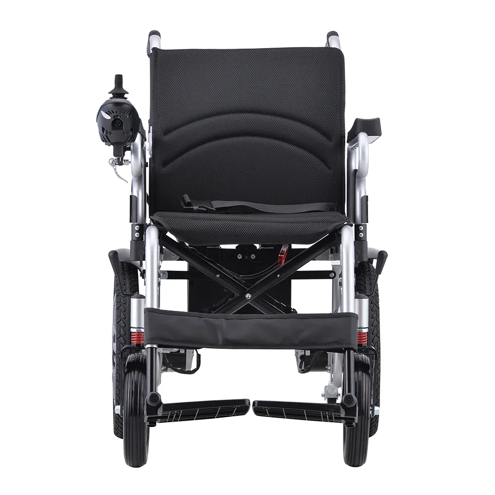 J & J Mobility China Fabricante Silla de ruedas eléctrica reclinable de acero con freno manual para discapacitados