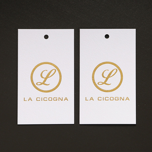 Tùy Chỉnh Vàng Lá Logo May Đơn Giản <span class=keywords><strong>Hang</strong></span>-Thẻ Dập Nóng In Quần Áo <span class=keywords><strong>Tag</strong></span> Cho Ăn Mặc - Product Image 2