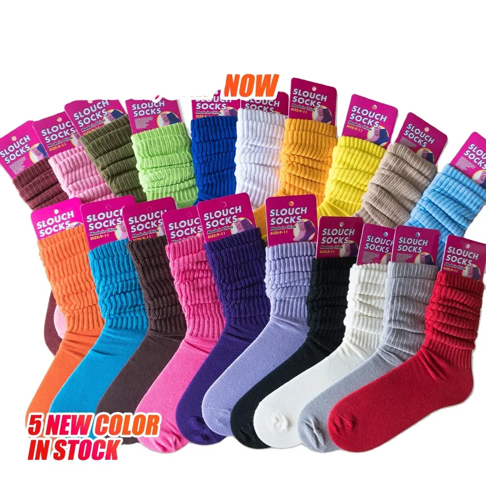 Calcetines fluorescentes coloridos de algodón para mujer, medias largas y encorvadas, a la moda, para chicas