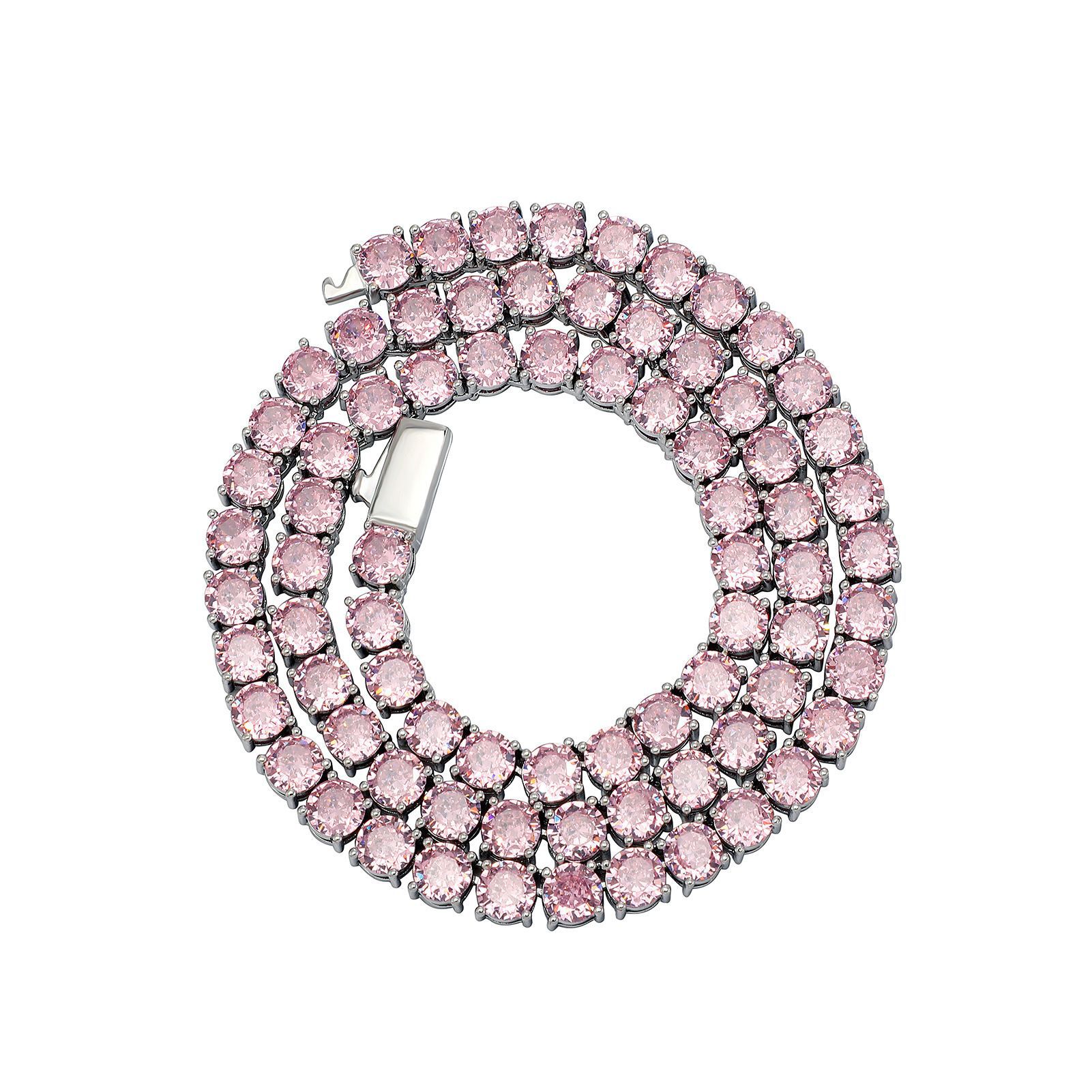 Rhodium Plated Pink Stone