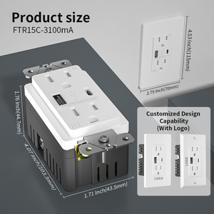 FTR15-3100 ul được liệt kê Mỹ tiêu chuẩn 15 amp điện Duplex Outlet với 3.1A USB đầu ra màu đen kép loại một cổng - Product Image 3