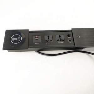 Aleación de aluminio Integrado multifunción Universal Power data Desk montado enchufe deslizante con cargador inalámbrico usb-c RJ45 Cat6 - Product Image 3