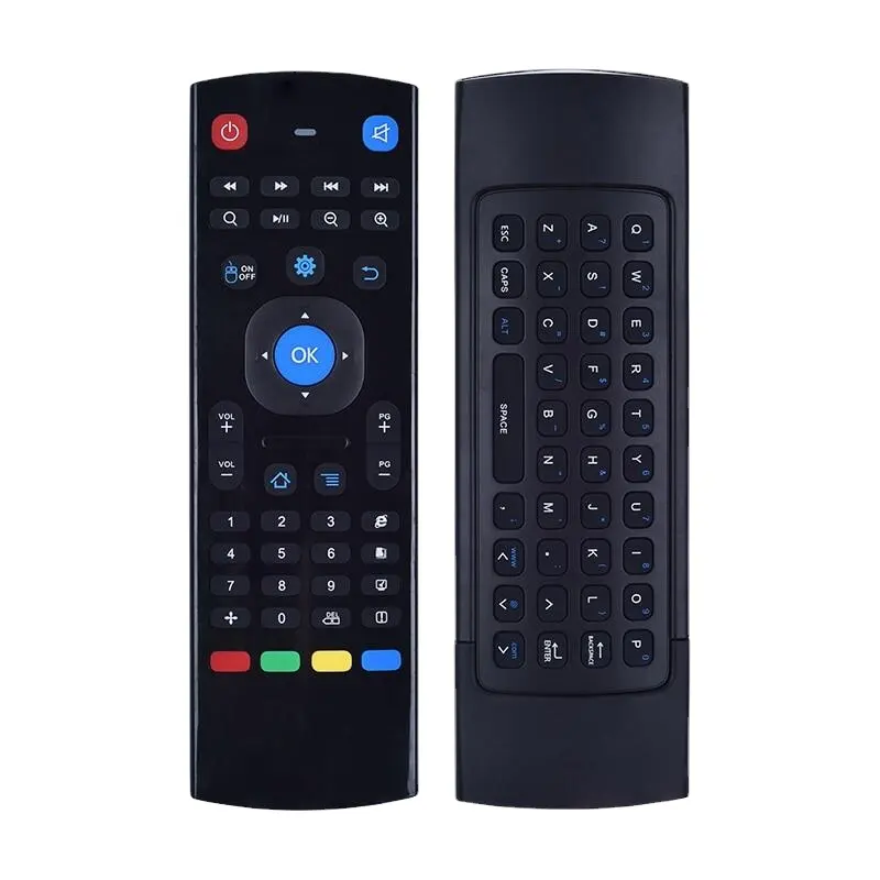 Remote kontrol Mx3, tetikus udara lampu latar IR belajar 2.4G dengan Keyboard nirkabel LED lampu latar kontrol suara kotak TV Android