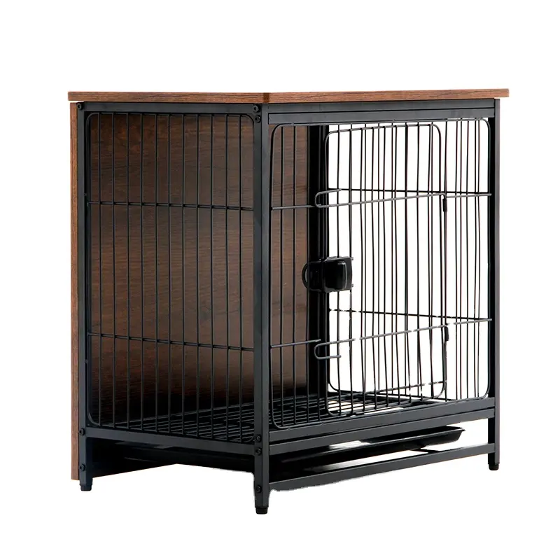 Heavy Duty Metal Particle Board Dog Kennel Với Khay Nhựa