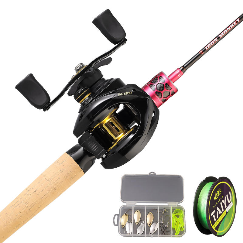 Red casting rod,reel,line,lure