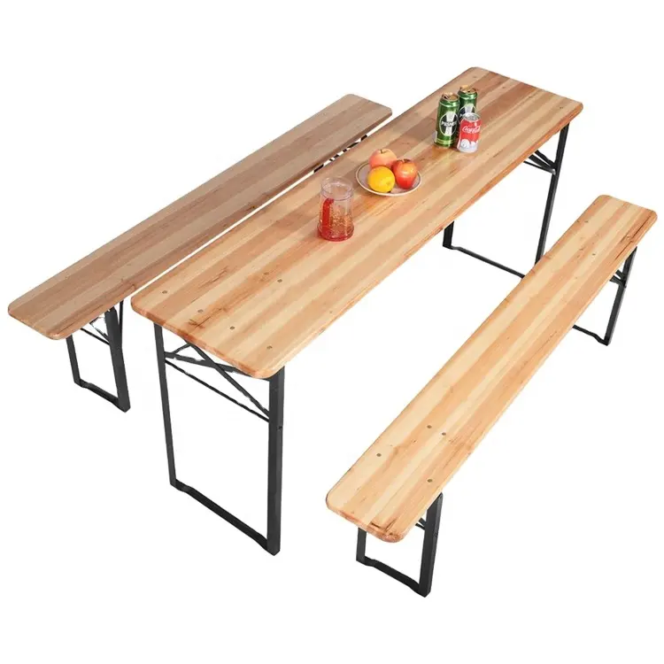 3PCS Bier tisch Bank Set Klappbare Holzplatte Patio Garten Picknick tisch zu verkaufen
