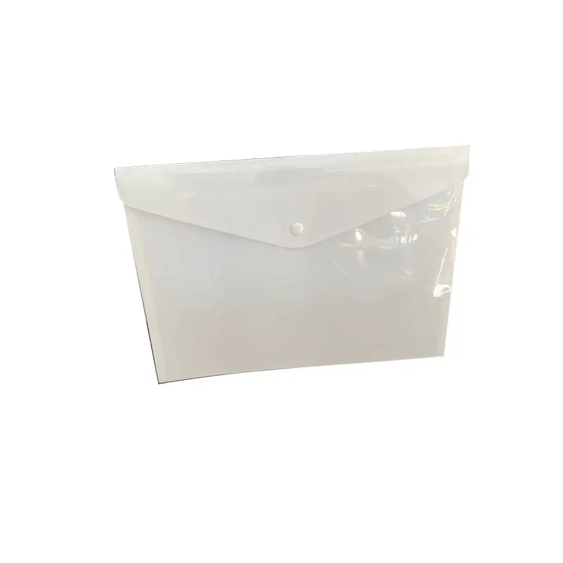 PVCジッパーファイルバッグ封筒ファイルフォルダースナップボタン付きホワイトPPドキュメントフォルダーロゴ付きプラスチックPPバッグカスタム