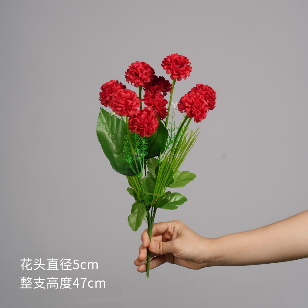 Hortensia de 9 cabezas - rojo brillante