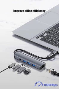 适用于苹果电脑的通用串行总线集线器类型通用串行总线-3.0数据传输千兆以太网RJ45扩展坞 - Product Image 3