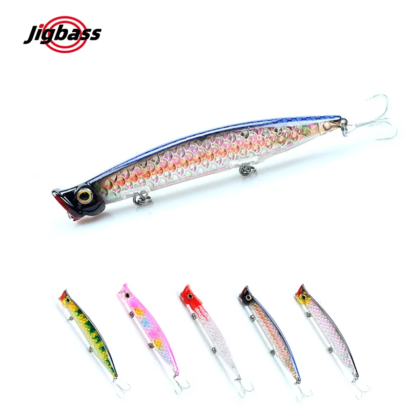 JIGBASS 1 po110 2024 nuovo Design 110mm 13g 3D squame di pesce esca di acqua salata Topwater Popper Wobbler per Bass luccio