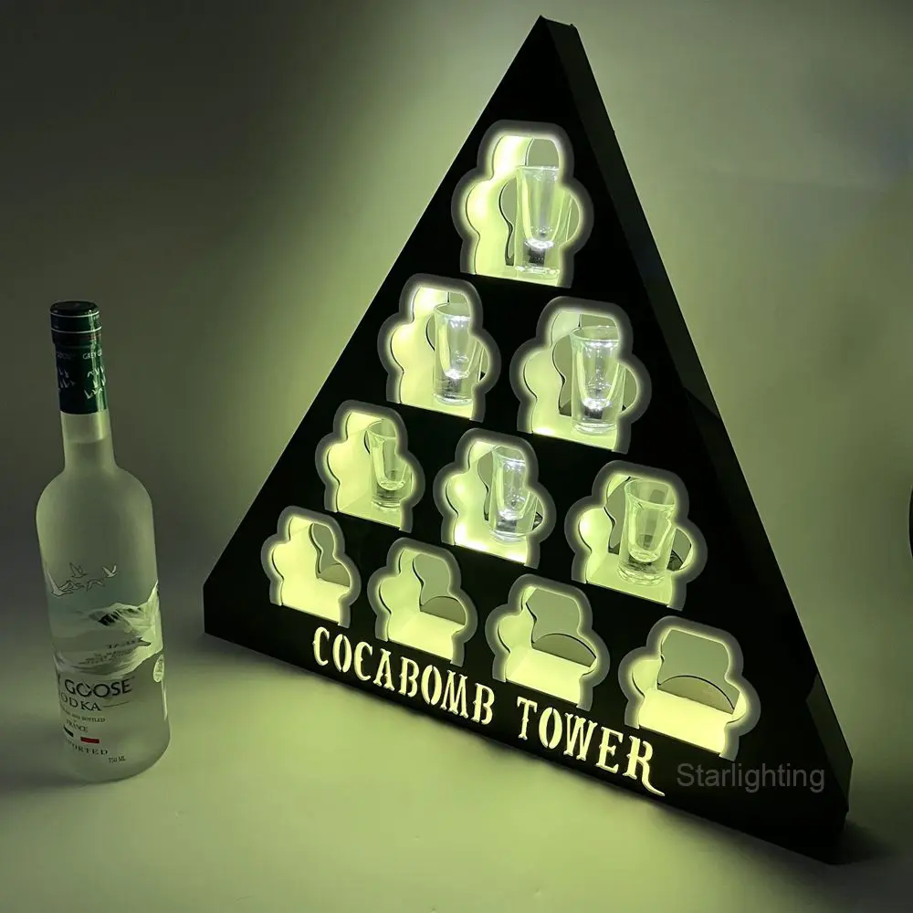 OEM acrilico personalizzato LOGO ricaricabile supporto per occhiali da tiro colorato LED presentatore di bottiglia per bar da discoteca