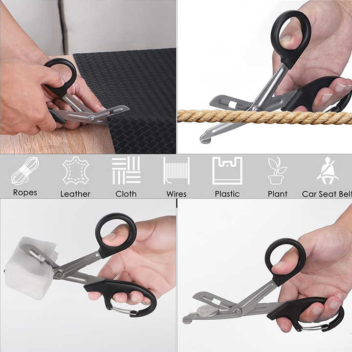 Ciseaux à bandage de premiers secours de qualité industrielle Ciseaux de traumatologie pour soins infirmiers avec mousqueton Ciseaux médicaux de poche
