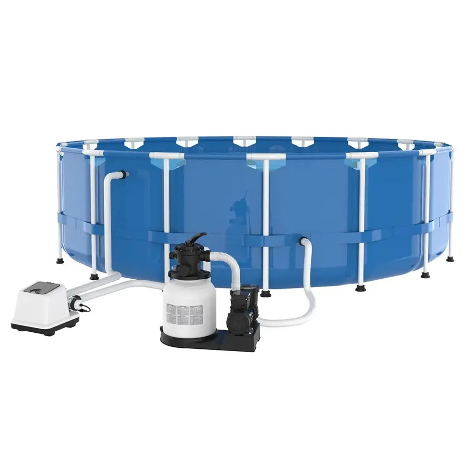 Combinación de piscina sobre el suelo, bomba de filtro de arena de 14 pulgadas, sistema de generadores de Cloro salino para piscina Intex