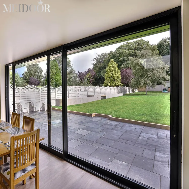 Paduan aluminium warna kustom bubuk hitam putih pelapis perawatan eksterior balkon kualitas tinggi pintu geser