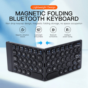 Fábrica lançamento super fino magnético centro dobra teclado ultraleve portátil teclado com pu caso hall interruptor teclado sem fio