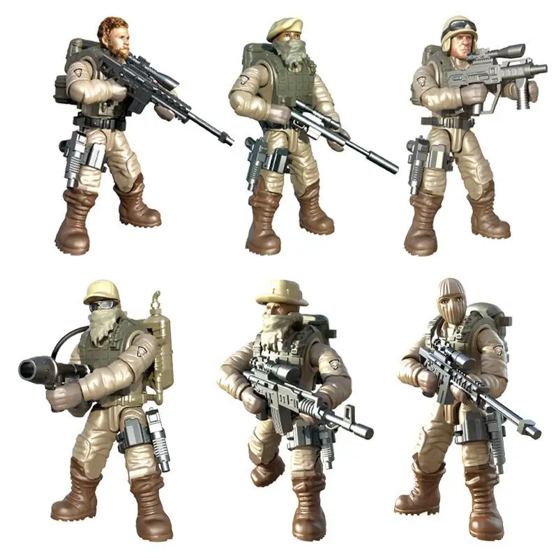 Forces spéciales d'action soldats de l'armée jouet figurines d'action militaires Playset articulations mobiles et accessoires pour enfants