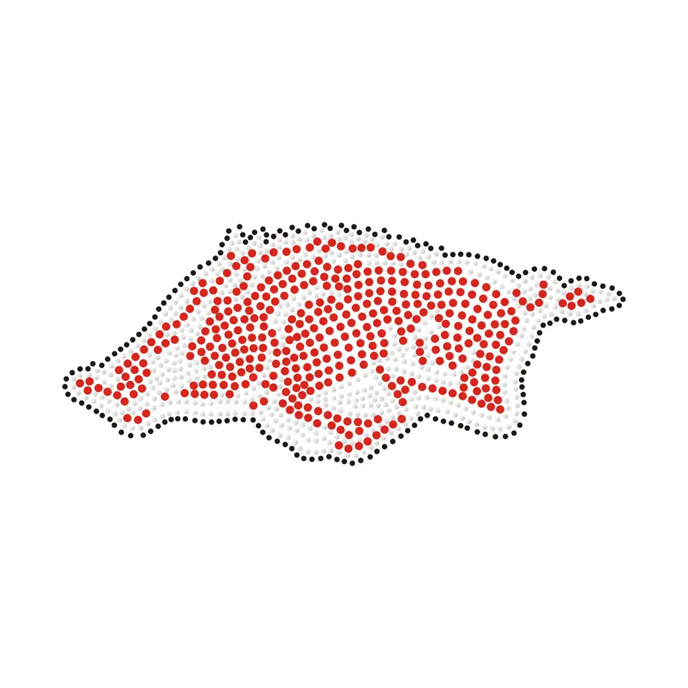Strass vendita all'ingrosso di ferro su strass trasferimento di colore rosso adorabili disegni animali motivi di strass Custom