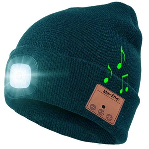 Không Dây Thông Minh <span class=keywords><strong>Bluetooth</strong></span> 5.0 Tai Nghe Âm Nhạc Đan <span class=keywords><strong>LED</strong></span> Ánh Sáng Beanie Headphone Loa Hat Loa Cap - Product Image 4