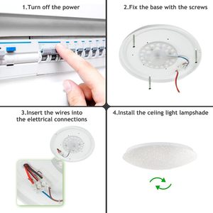 IP44 LED Ceiling <strong>Lights</strong> 1600LM 18W Bathroom <strong>Light</strong> with Remote Control <strong>Timer</strong> Function Waterproof Ceiling <strong>Light</strong> for Hallway - Product Image 4