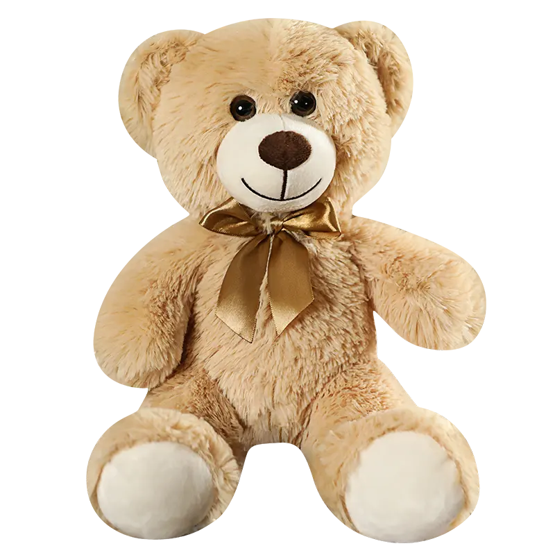 Venta al por mayor de siete colores oso de peluche con cinta de seda adorables juguetes de peluche oso de peluche lindo oso de peluche regalos para niños