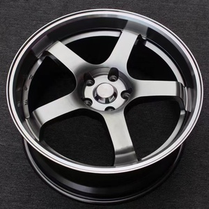 YQ流动成型赛车合金车轮17 "7.5j 5孔5x114.3 5x112 5X100 5X108超黑色机加工唇轮轮辋