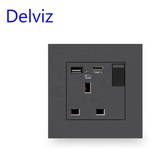 Delviz 13A英国标准电源插座、开关控制、5v 2100mA接口输出、2A USB端口C型壁式电动单插座 - Product Image 2