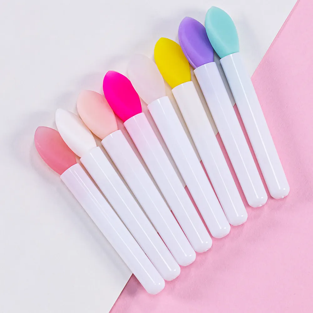 Single Mini Silicone Lip Stick Makeup Brush Eye Shadow Concealer Lip Gloss Applicator Reusable Cosmetic Brush