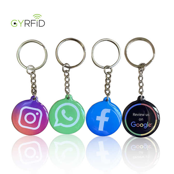 Custom 13.56Mhz Waterproof NFC N Tag213/215/216 Social Media Google Keychain Rfid Epoxy Keyfob