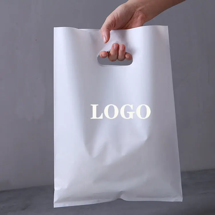 Borsa per la spesa in plastica fustellata personalizzata con Logo stampato personalizzato in HDPE LDPE a buon mercato con manico