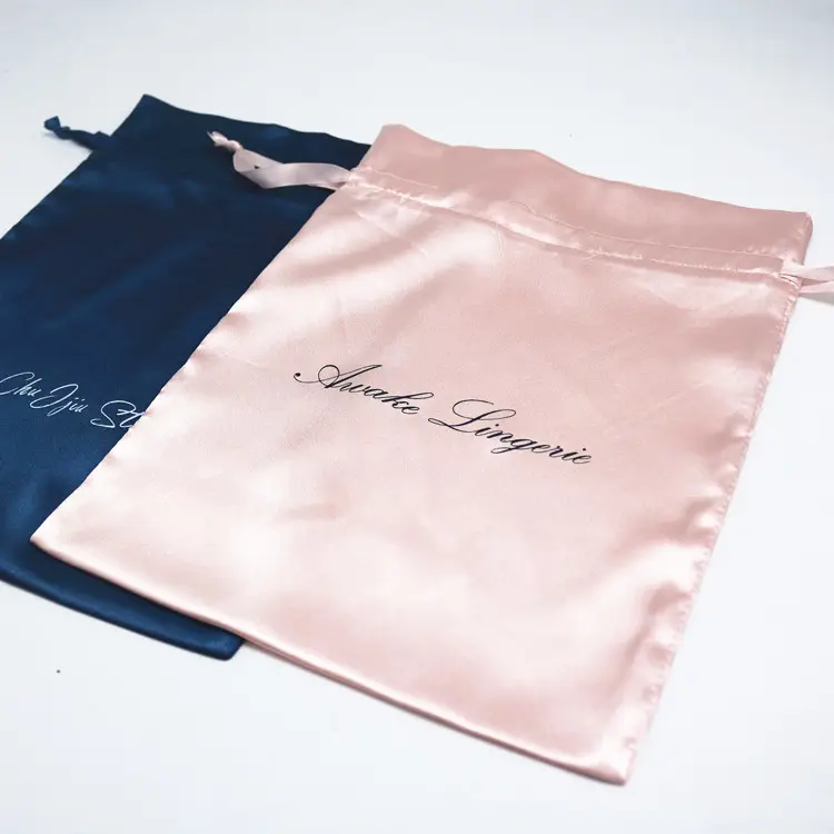공장 가격 패션 디자인 브랜드 사용자 정의 실크 새틴 헤어 Drawstring 가방 로고 인쇄