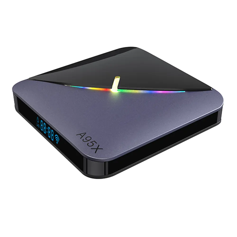 Factory wholesale A95X F3 AIR II amlogic w2 s905w2 RGB light function tv box a95x f3 with voice search remote