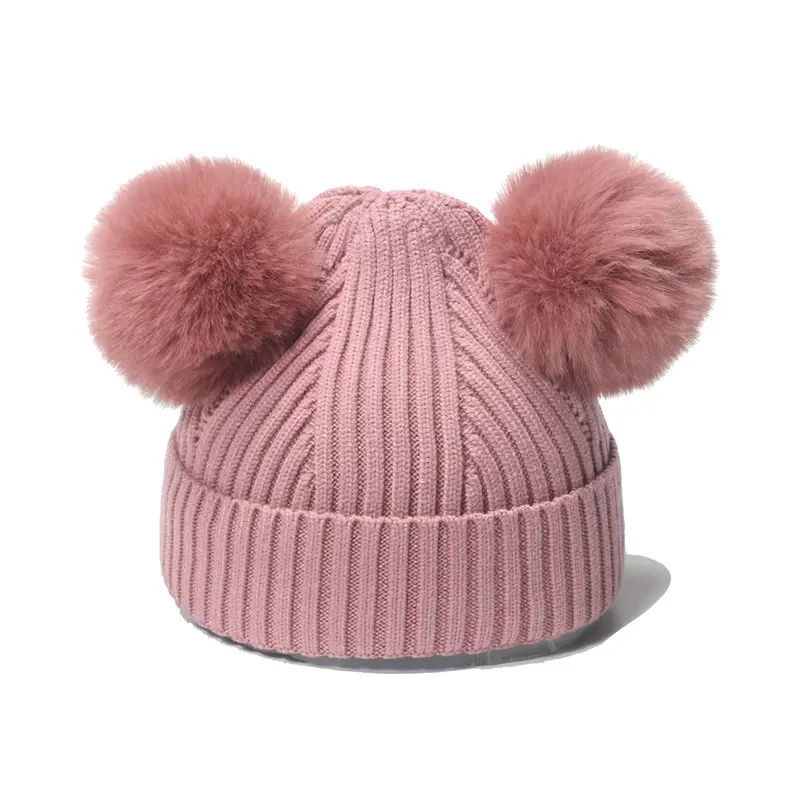 Bonnets d'extérieur confortables et chauds pour l'hiver B unisexes et mignons pour bébé Pom Pom Beanie Hats