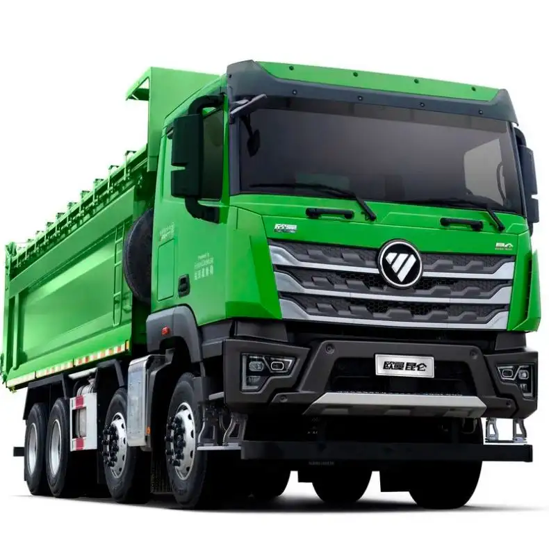 Goede Kwaliteit Gebruikte Foton Auman Dump Truck 580hp 8*4 7.6M Gebruikte Kiepwagen Goedkope Prijs Te Koop
