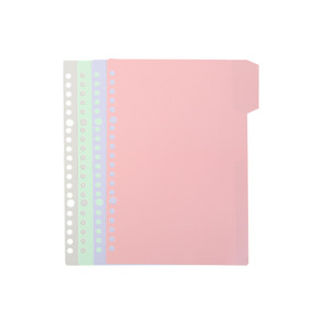 Recarga de cuaderno de hojas sueltas B5 con 4 colores impresos, páginas divisorias de plástico PP, papel divisor de índice de cuaderno colorido