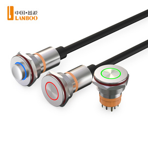 LANBOO High-end <strong>Push</strong> <strong>Button</strong> <strong>Switch</strong>: Rugged Waterproof IP67 19MM Design M12 Interface Tri-color LED Status Indication - Product Image 1