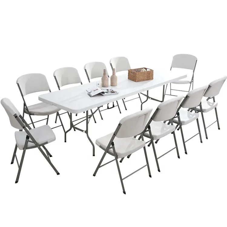6 Ft de plástico doblado de comedor mesa de comedor al aire libre banquete Picnic Camping fácil plegable muebles, mesas y sillas con conjunto para eventos