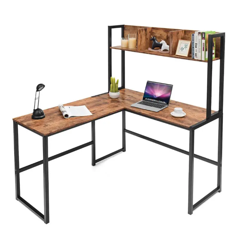 Table d'écriture de bureau en bois massif, meubles de rangement avec grands tiroirs