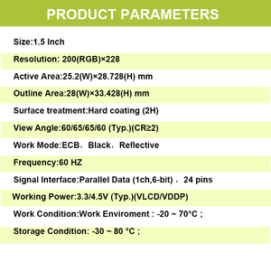 Cable de pantalla de interfaz de brillo personalizado de fábrica Wisecoco táctil opcional 1,5 pulgadas 200*228 Tft Pantalla de Panel Lcd pequeña - Product Image 6