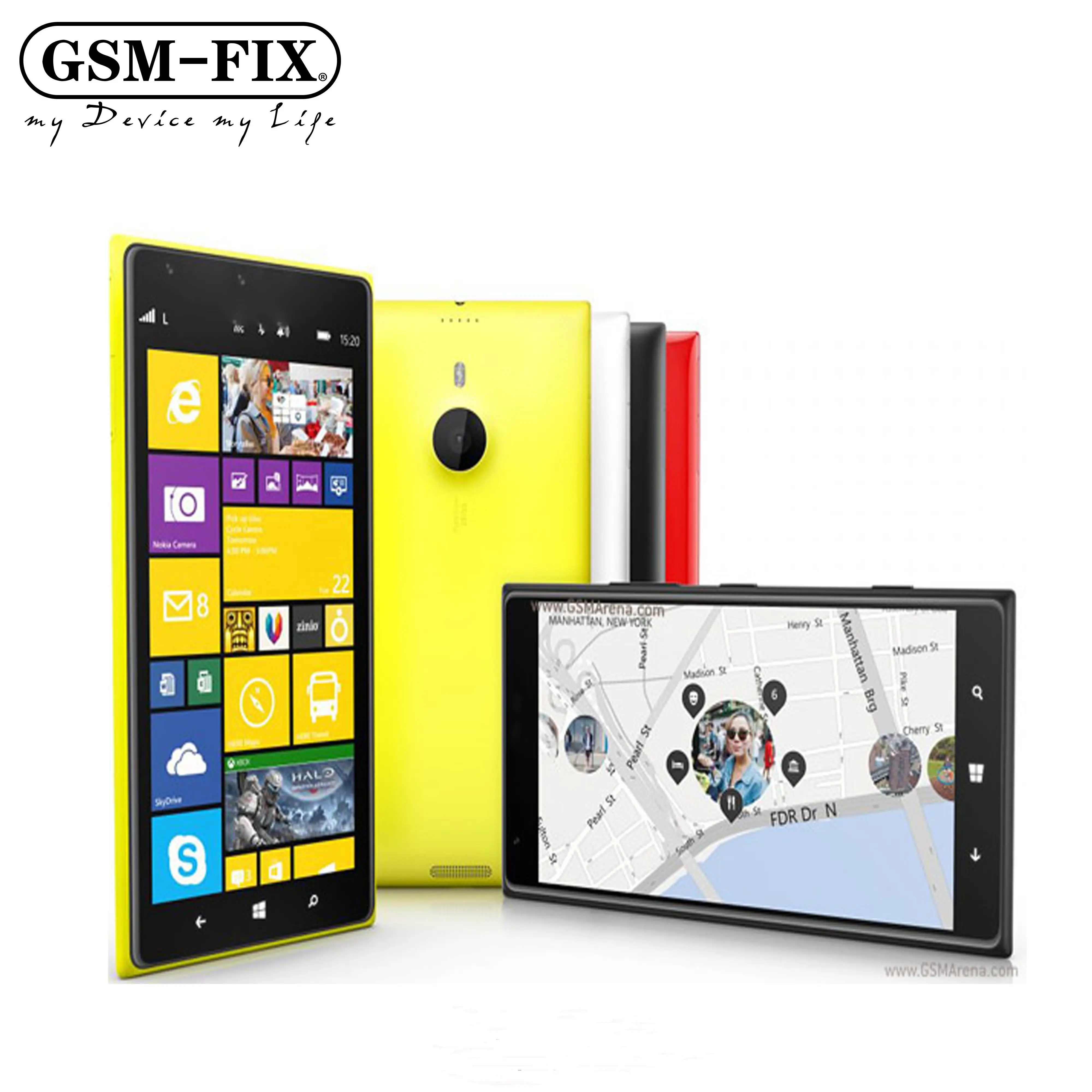 GSM-FIX pour Nokia Lumia 1520 2GB 16GB 6.0 "Windows 8 Quad Core 20MP NFC GPS GSM 2G 3G 4G téléphones mobiles