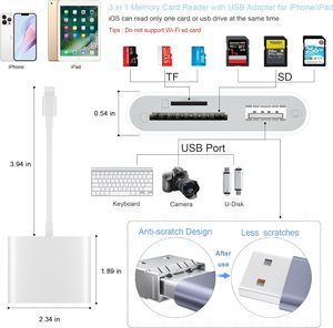 En iyi 2 3 in 1 SD bellek kart okuyucu iPhone iPad için TF SD USB portu ile iphone harici ipad android cep telefonu ve kamera - Product Image 3
