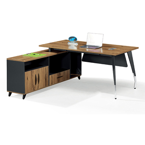 Marco de acero de alta calidad personalizado económico de diseño moderno para escritorio de oficina en forma de L mesa de ordenador superior de madera - Product Image 3