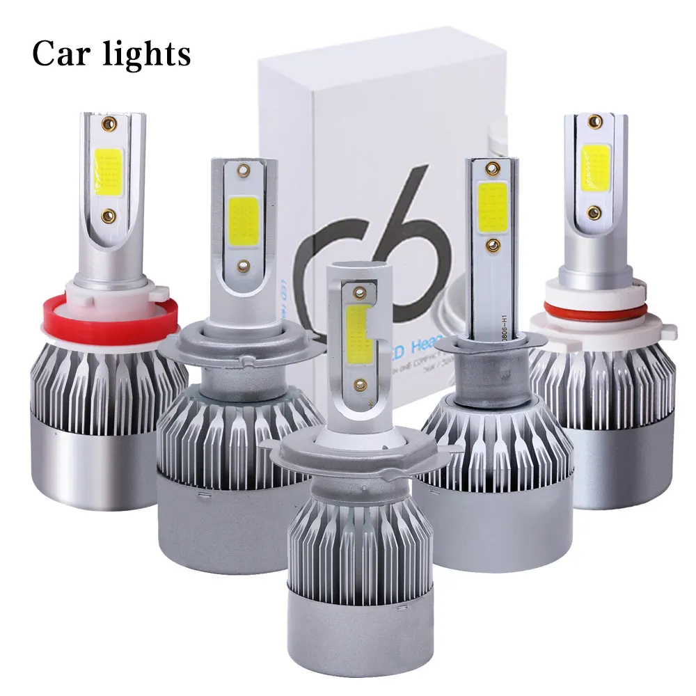 Puces COB C6 Focos Led H4 Ampoules de phare de voiture H1 H7 HB3 HB4 880 H13 9004 9007 Kit de conversion de source lumineuse de phare automatique