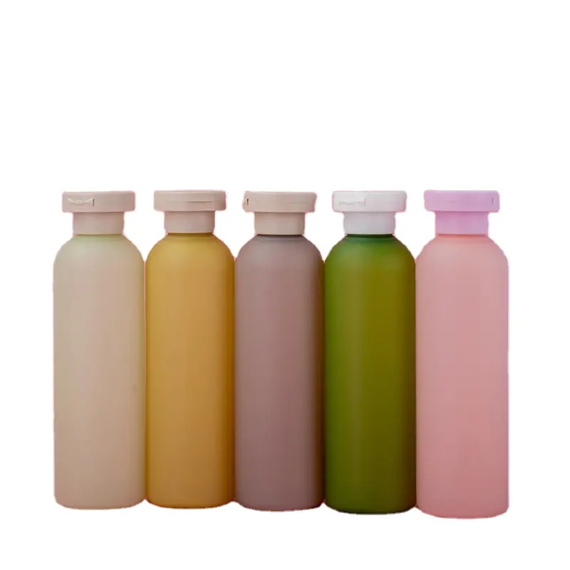 PE 200ml Flip Top Schraub verschluss Shampoo Dusch gel Separate matti erte rosa grüne benutzer definierte Lotion Kosmetik Plastik flasche