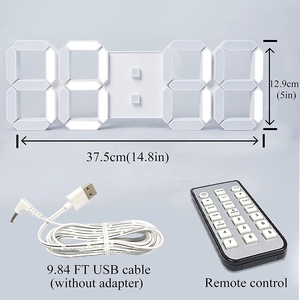 Home Decoration Fernbedienung 2 Alarme Temperatur Digital LED Wanduhr 3D mit Timer. - Product Image 3