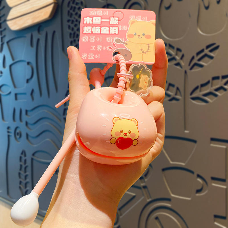 Porte-clés muyu ours beurre-coeur rose