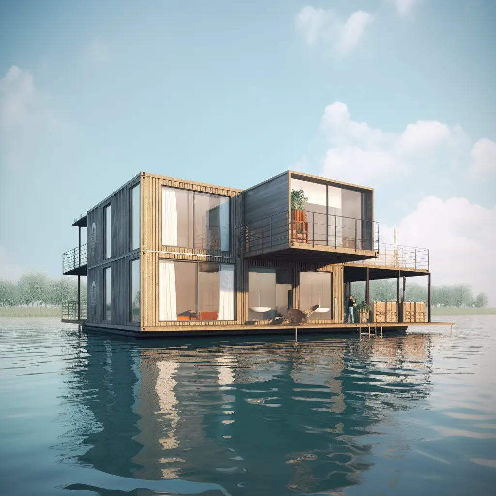 Giantsmade New Designs Floating Container House on Water Simplicity Casas prefabricadas de lujo