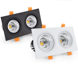 <strong>Flat</strong> Square Frame Spotlight COB Double Head Recessed <strong>LED</strong> Ceiling Light Downlights Gimbal Square Spot Light 85V-265V <strong>3W</strong>-30W