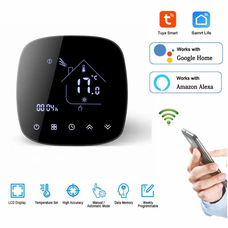 Underfloor Heating Thermostat Smart Temperature Controller Digital Programmable Thermostat for Electric Floor Heating with WiFi