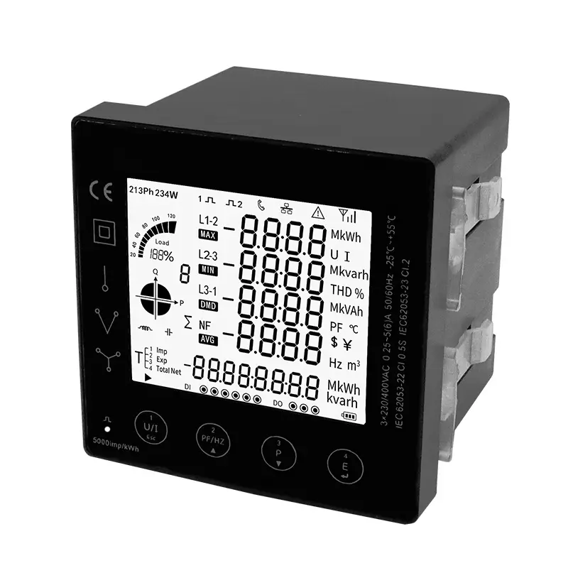 Smart kWh Medidor de energía eléctrica 96*96mm Medidor de panel A V W RS485 Modbus Medidor de consumo de energía trifásico